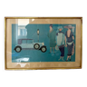 Vintage framed automotive poster