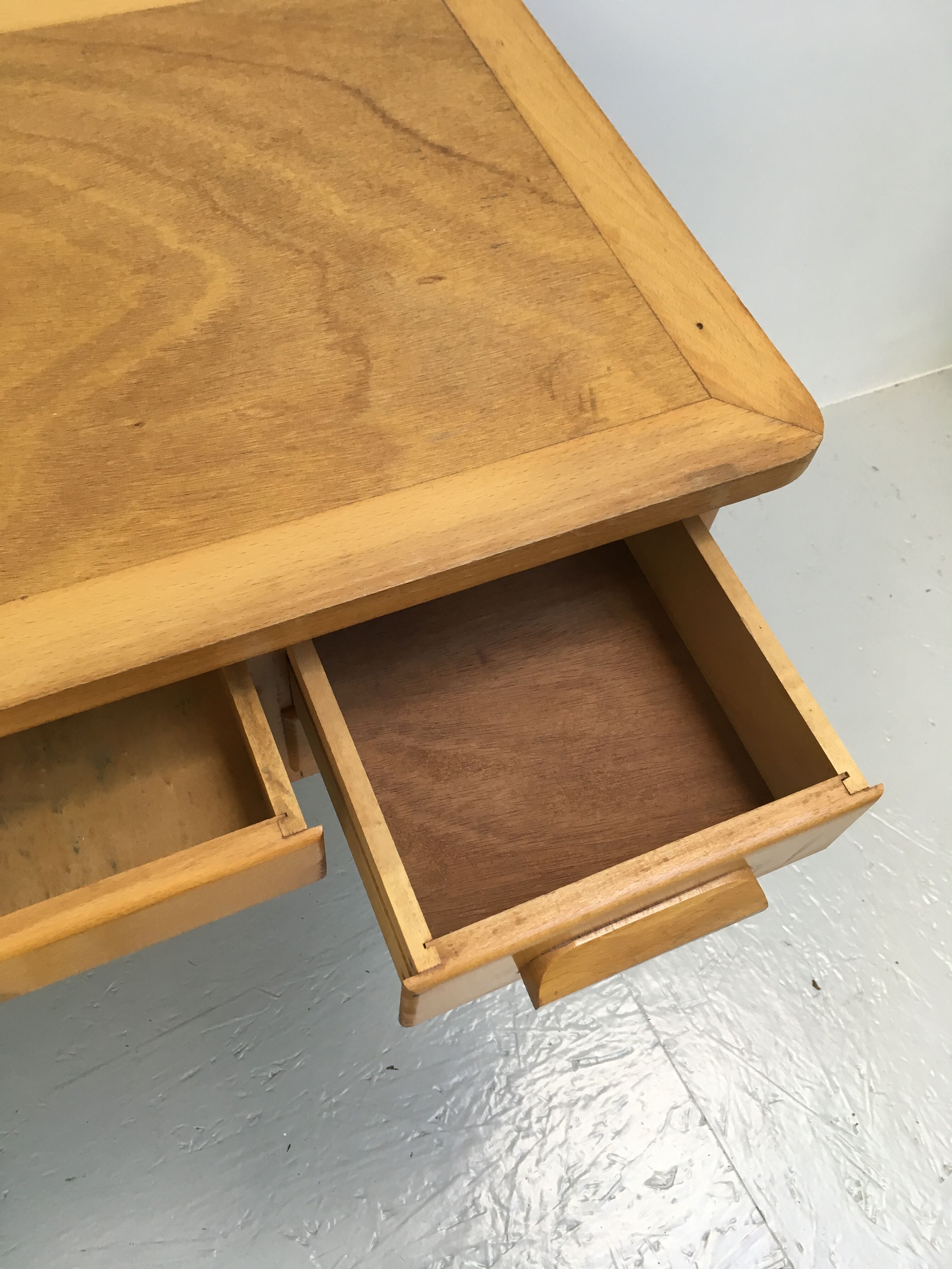 Small vintage desk in blond wood