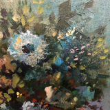 Oil on canvas entitled "Le Bouquet Bleu" and signed Marcel Depré (1919 - 1990)