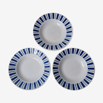 Set de 3 assiettes creuses faience Badonviller