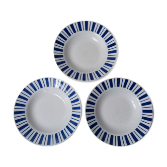 Set de 3 assiettes creuses faience Badonviller