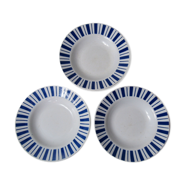3 hollow plates faience Badonviller