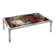 Vintage 1970s coffee table – chrome metal & enamelled tiles