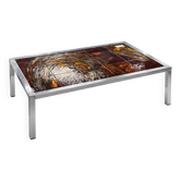 Table basse vintage années 70 – métal chromé & carreaux émaillés