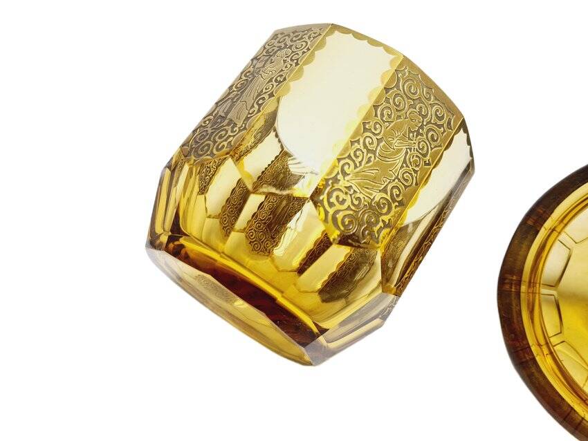 Art Deco oroplastic candy dish from Moser, Czechoslovakia, 1930s