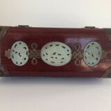 Chinese jewelry box in brass and Jade Mahogany wood