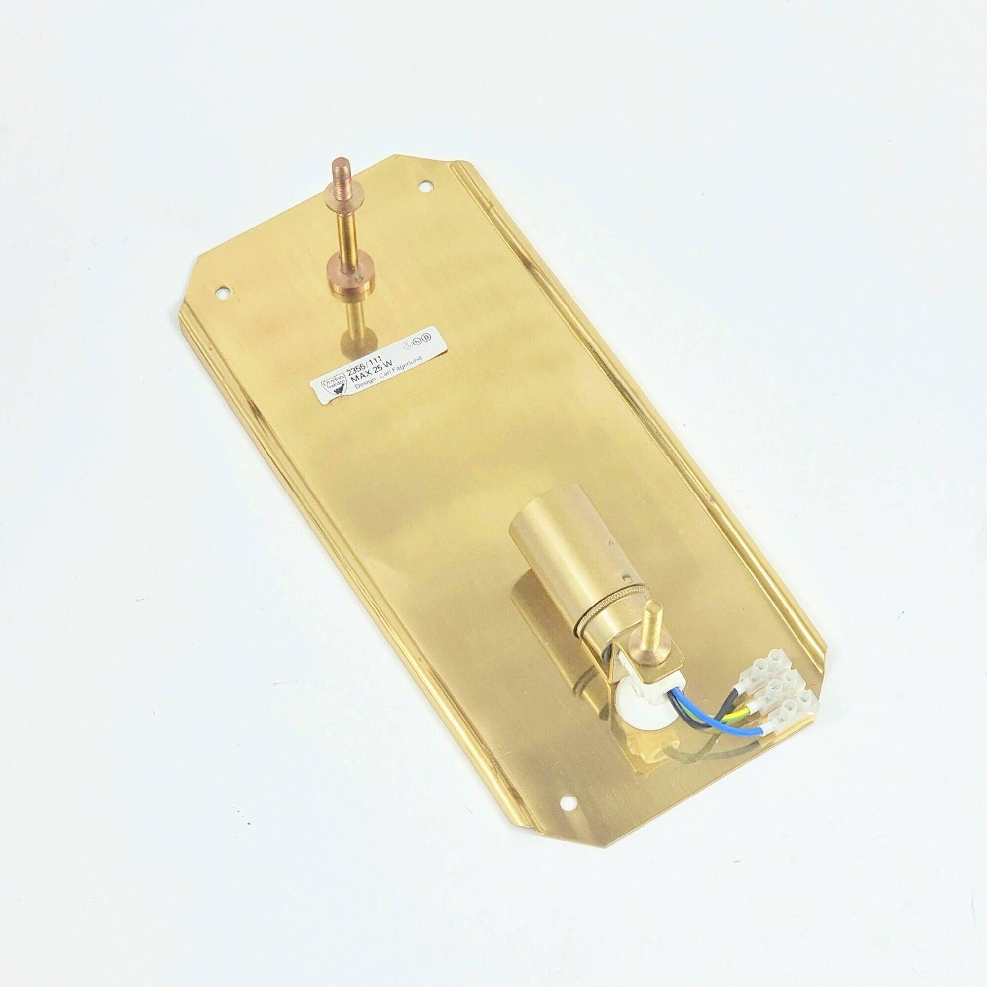 Mid Century Scandinavian Glass & Brass Wall Light by C. Fagerlund, 1960s