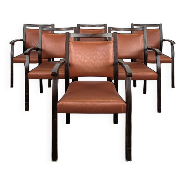 Série de 6 fauteuils vintage couleur cuivre