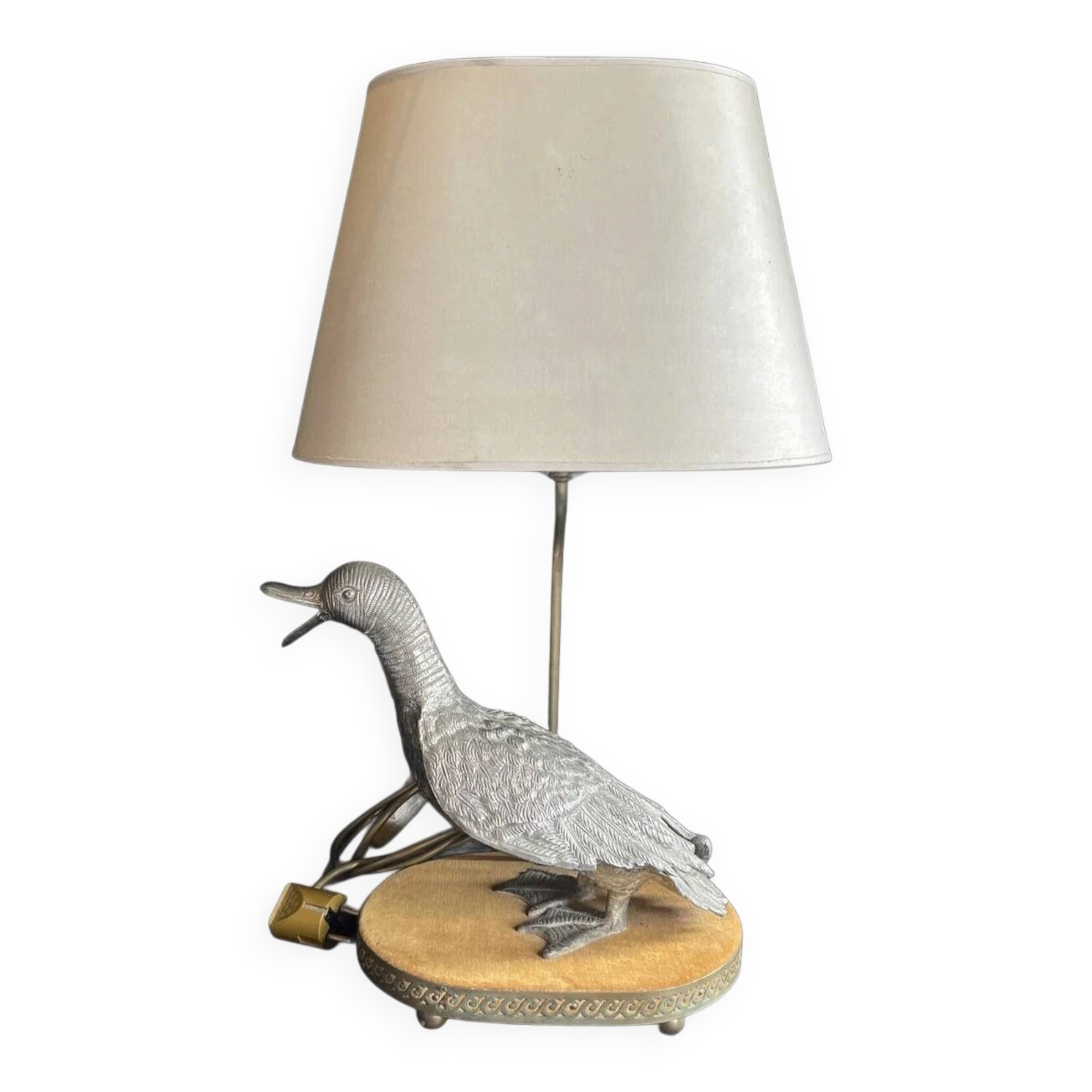 Silvered bronze duck lamp by Maison Charles, early 20th century.