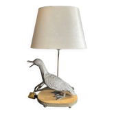 Lampe canard en bronze argenté Maison Charles, début 20e