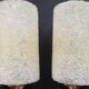 Pair of vintage wall lamps in pearl perspex and brass