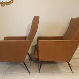 Pair of vintage leatherette armchairs from the 1960s