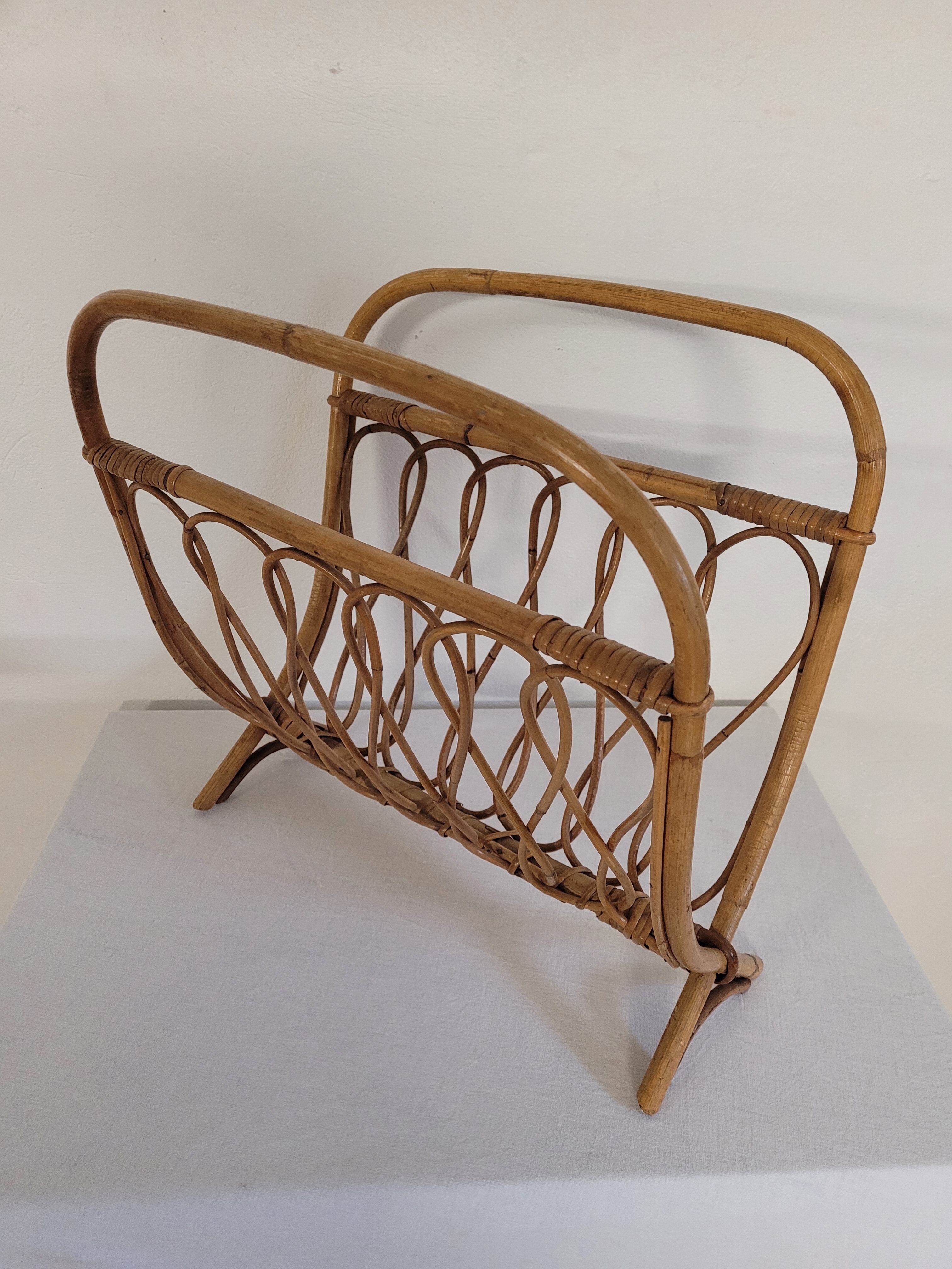Rattan magazine holder