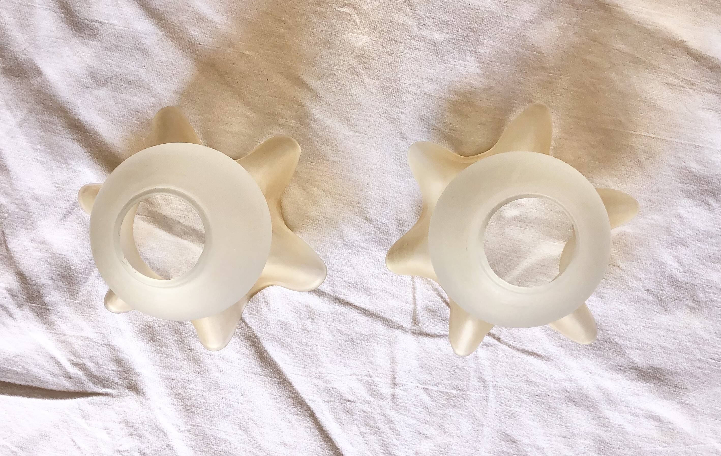 Set of 2 vintage polished glass lampshades