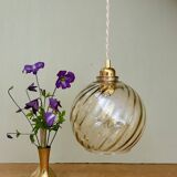 Vintage amber glass globe pendant light