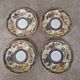 Set of 4 hand-painted saucers from Thailand – Polychrome floral decoration and gilding.