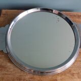 Art Deco silver round mirror tray