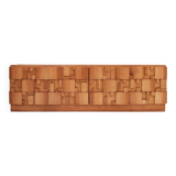 Brutalist Style Oak Handcarved Italian Large Sideboard