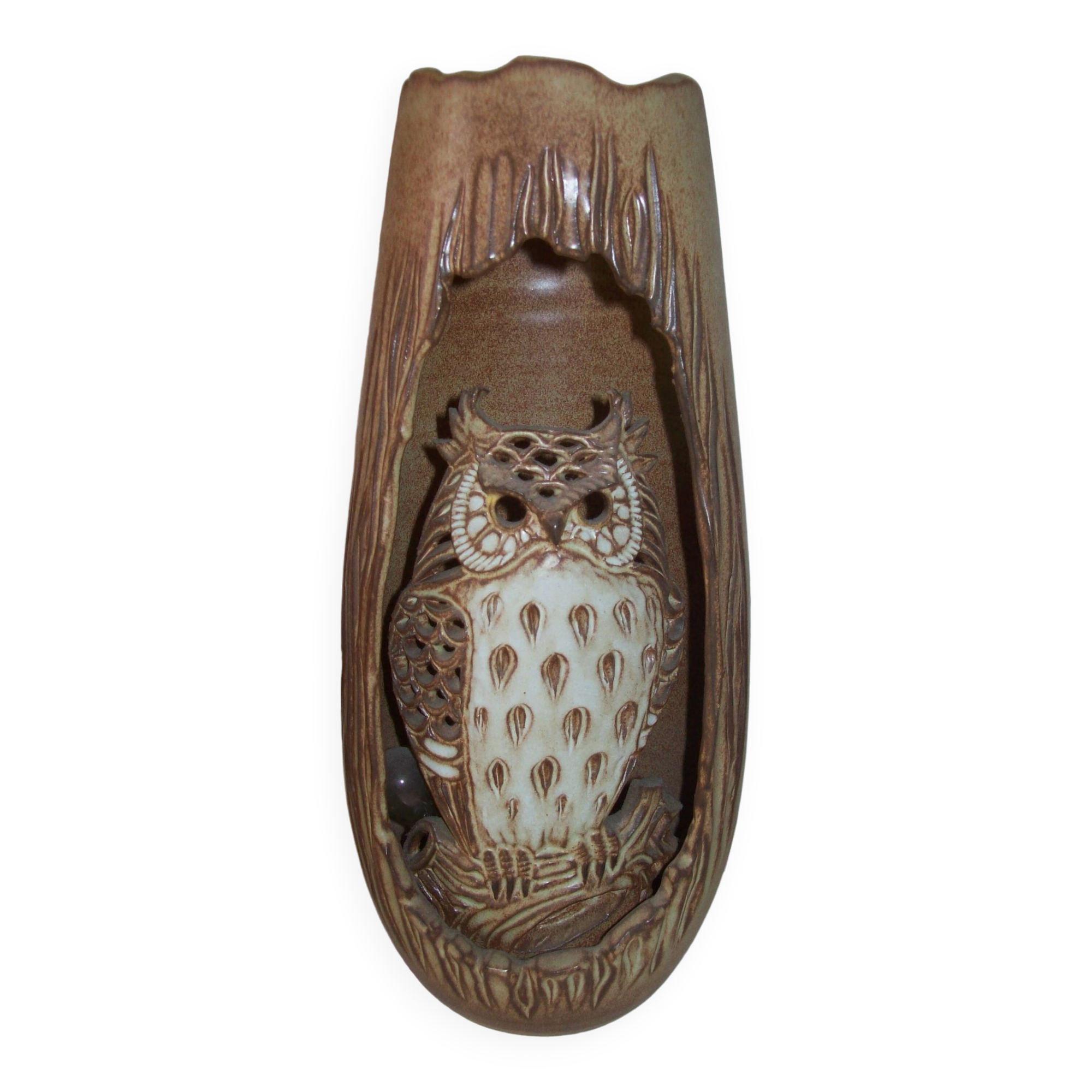 Owl lamp signed fonck and mateo vallauris