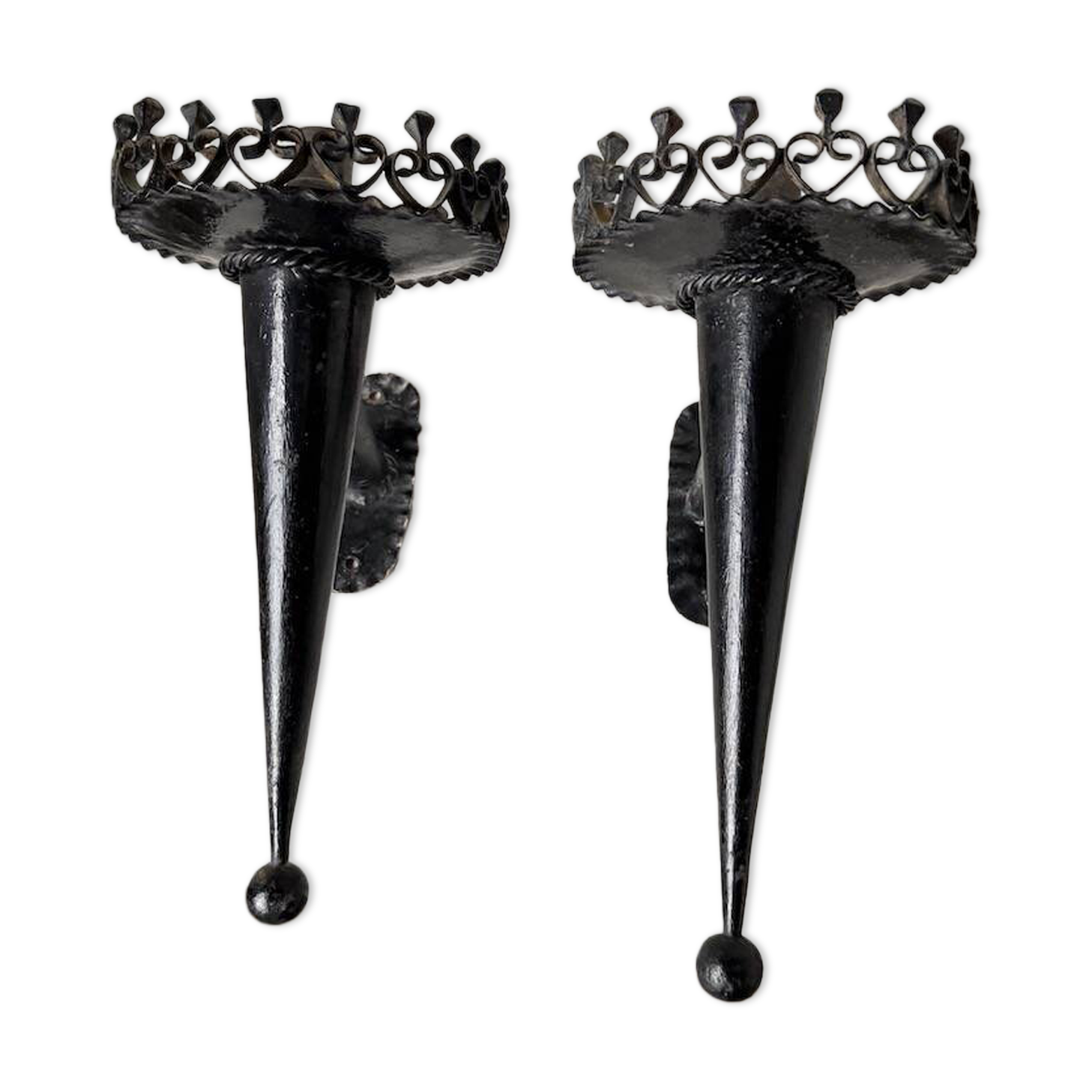 Black metal brutalist wall lights