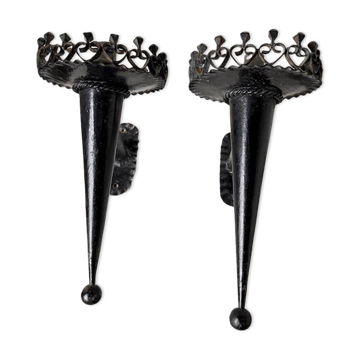 Black metal brutalist wall lights