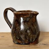 Small speckled beige stoneware milk pitcher from the 70s