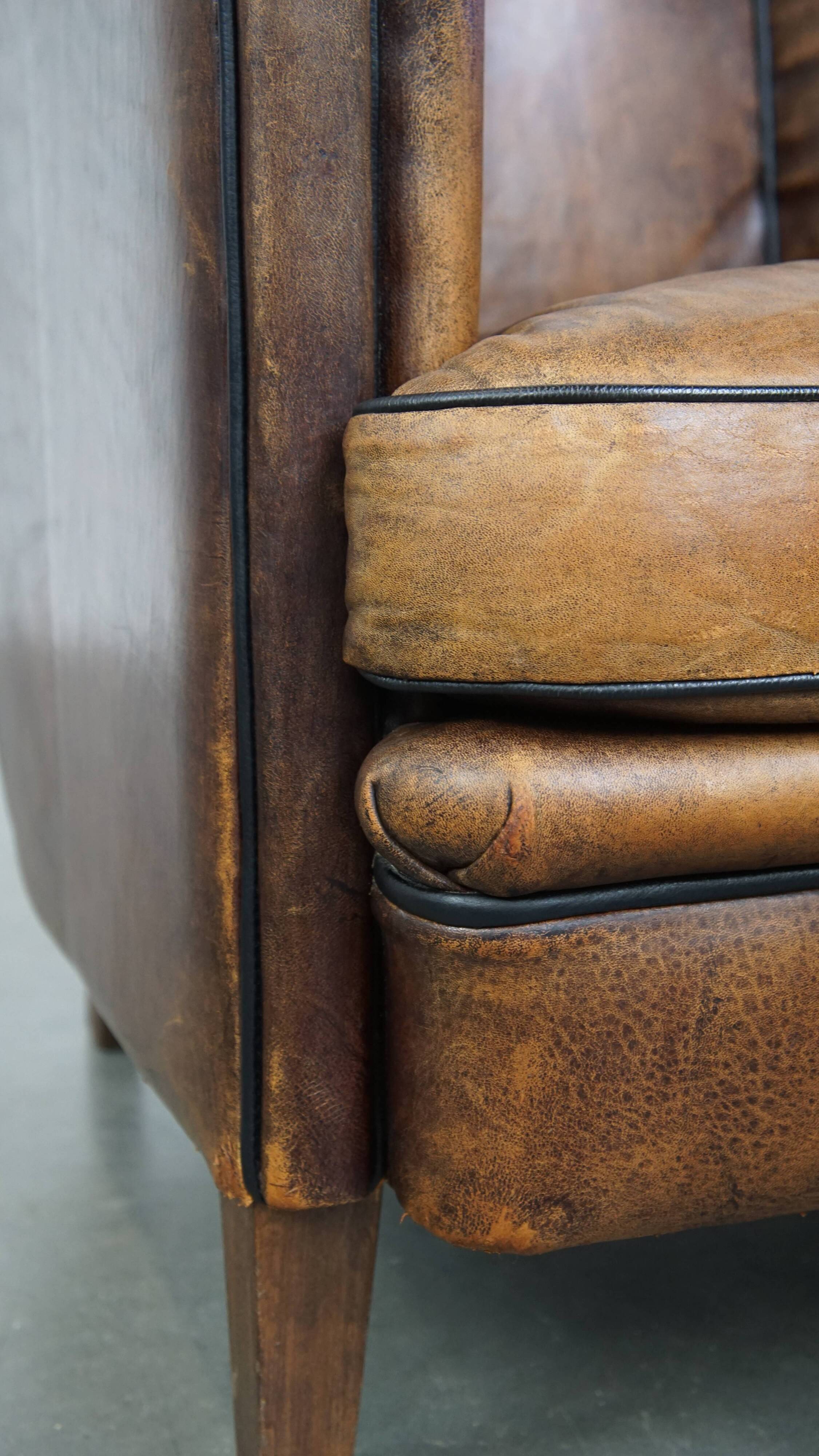 Vintage Sheepskin Leather Club Chair