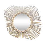 Vintage sun mirror in rattan 60/70s, 59cm