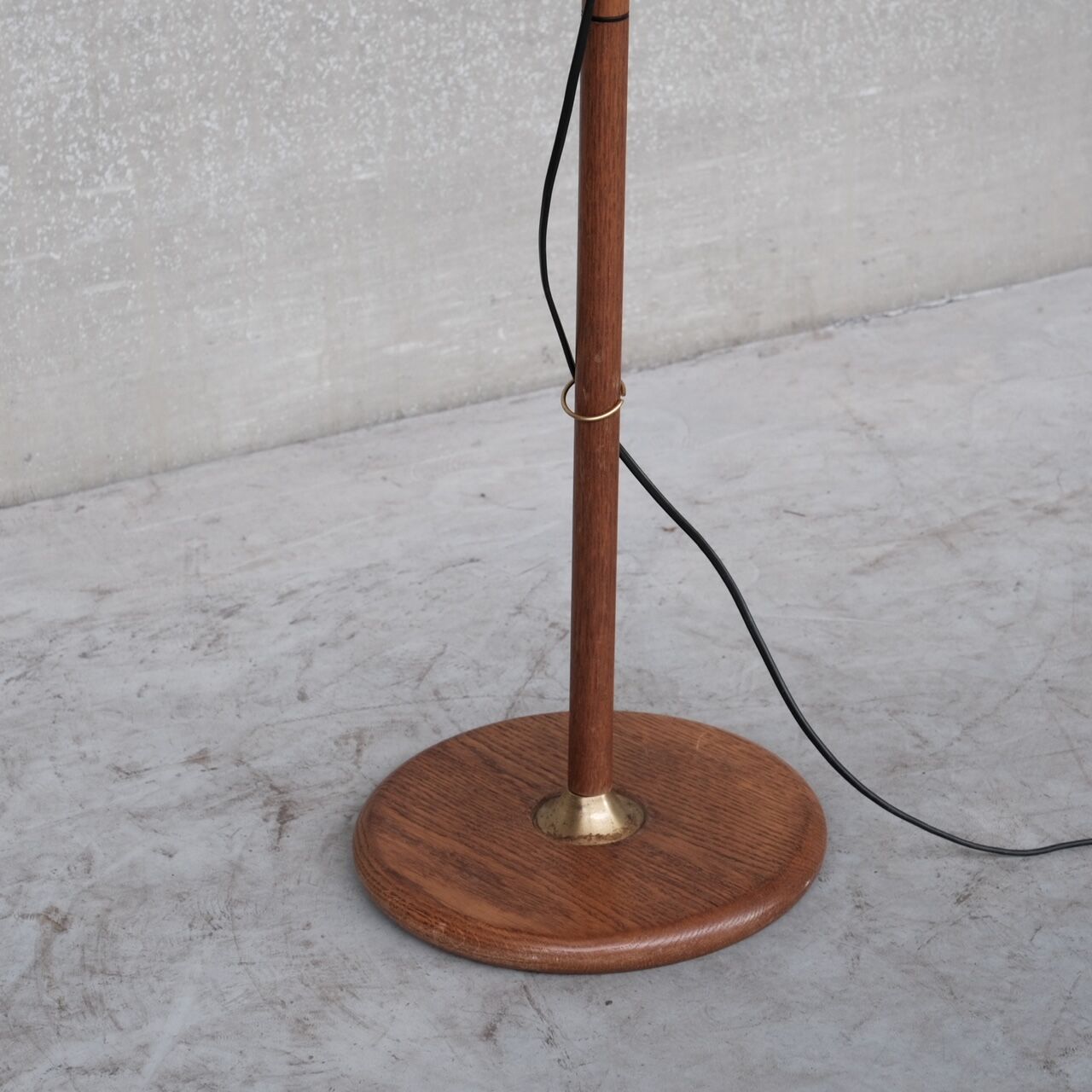 Brass and Teak Mid-Century French Floor Lamp