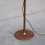 Lampadaire laiton et teck mid-century français