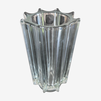 Vase en verre moulé des années 50