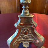Lampe candelabre ancien en bronze dore grave