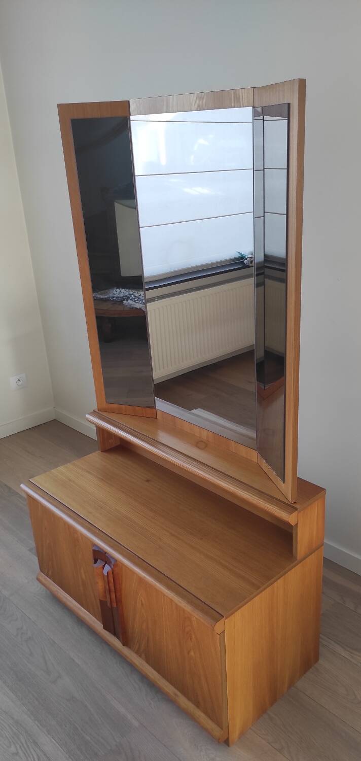 Vintage chest of drawers with triptych mirror, 60's