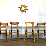 Série 4 chaises en bois troquet bistrot brasserie vintage 1950