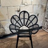 Chandra flower armchair in wicker and black bamboo