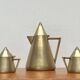 Metal Art Deco teapot, sugar bowl, milk jug, 1960s, set of 3