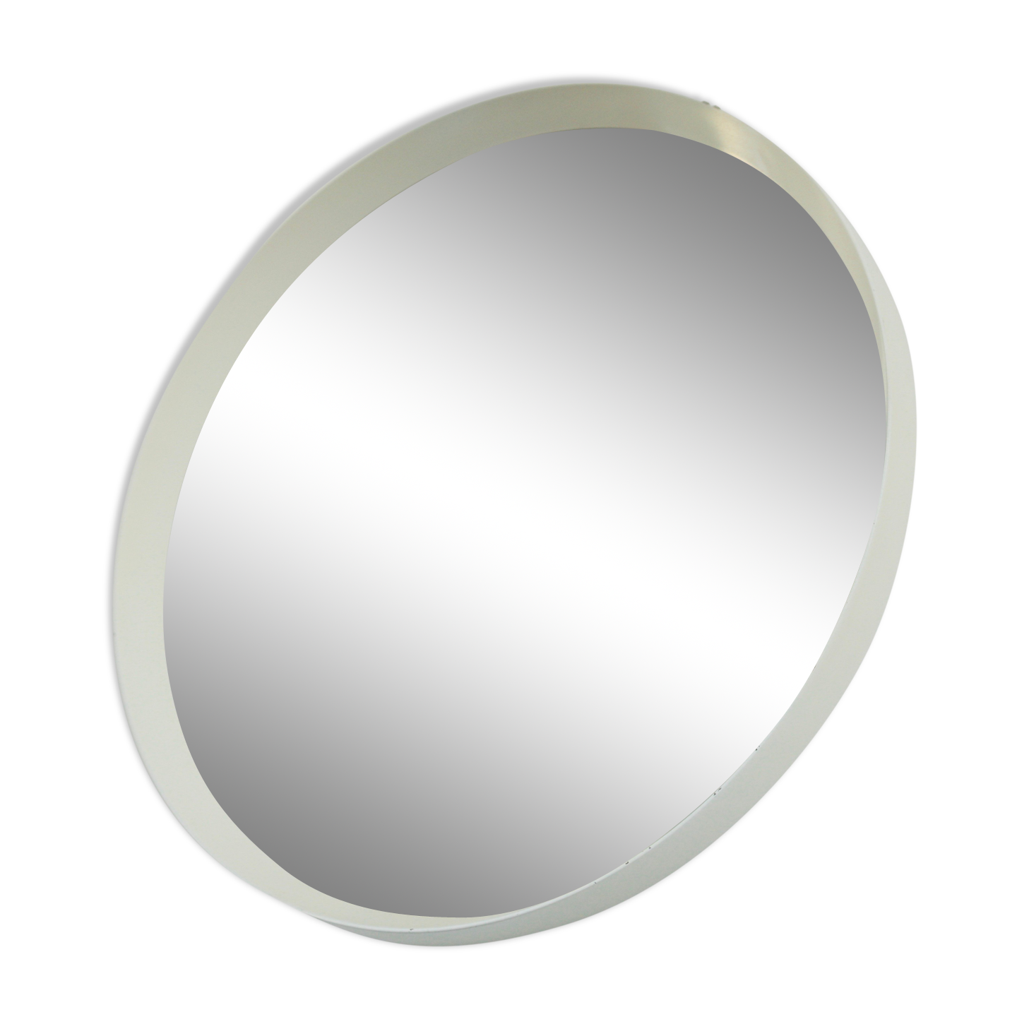 Circular mirror in "cream" laqué wood France circa 1960 68cm