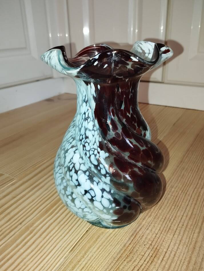 Artistic blown glass vase, speckled decoration, 1960s–70s