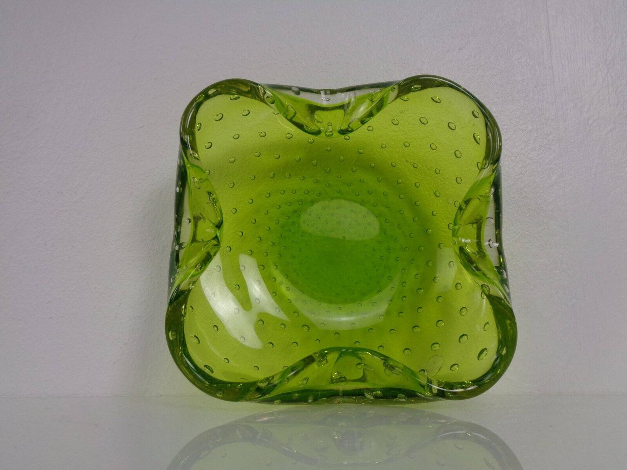 Green Sommerso Murano Glass Ashtray, Italy, 1960s