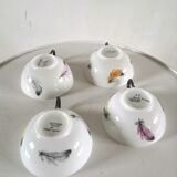 4 cups in fine limoges porcelain signed LC 60s