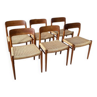 Set of 6 Niels O.Møller model 75 vintage teak chairs from the 60s