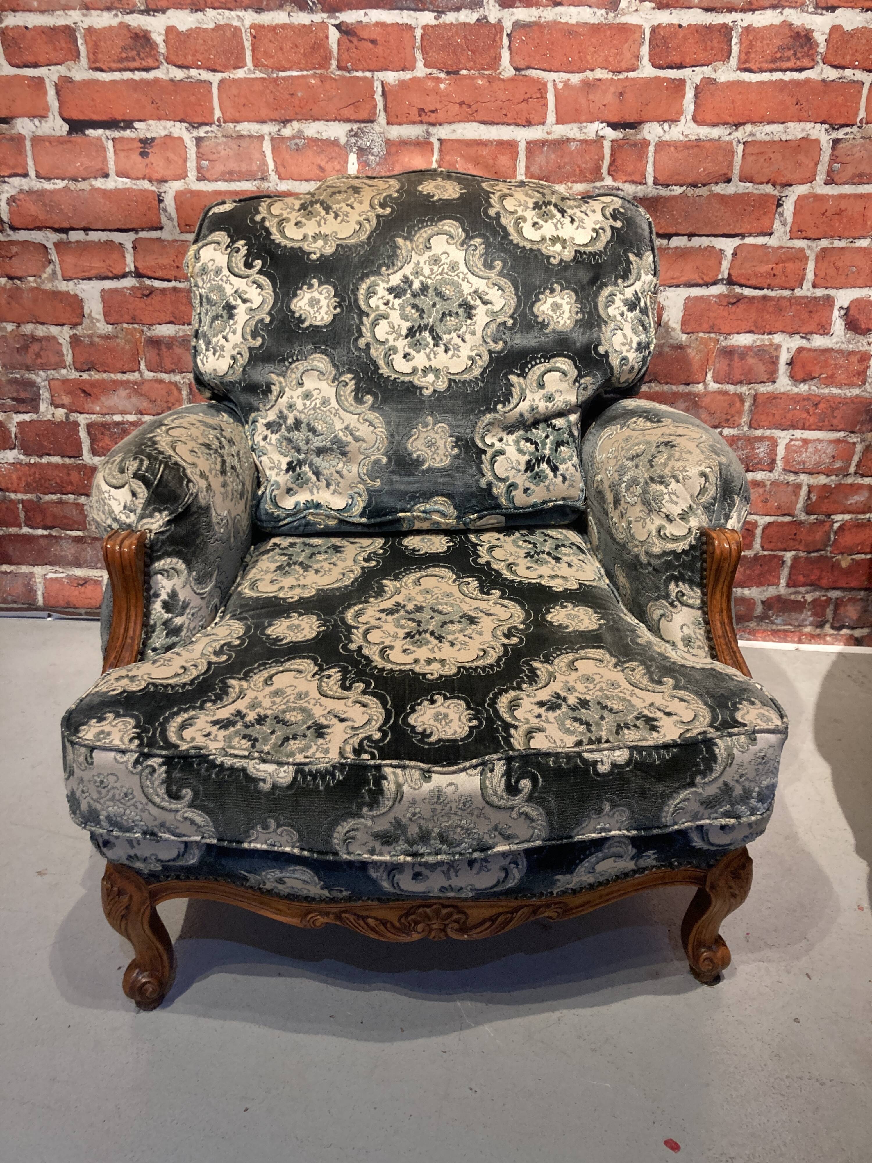 Pair of Louis XV style bergere armchairs