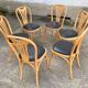Series of 6 bistro chairs in curved wood seated skaï black