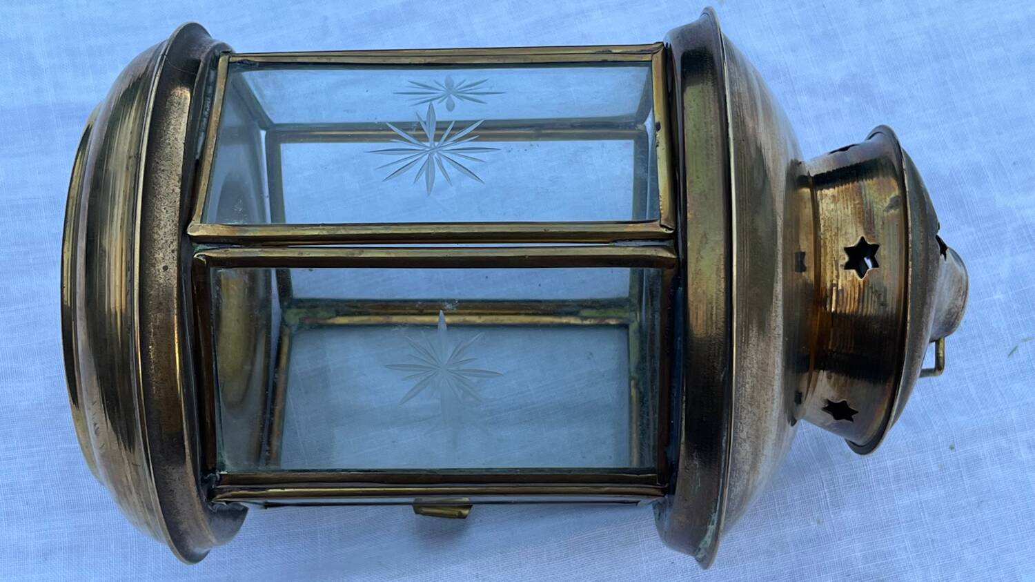 Vintage brass candle holder lantern