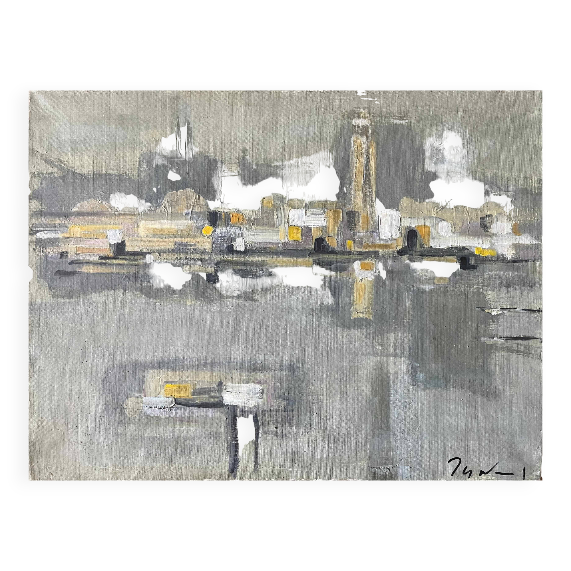 HST Marine painting "Industrial port" signed around 1950