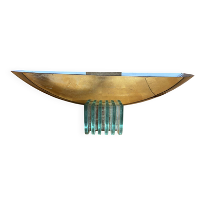 Applique Ancienne Art Déco SCE Metal Doré + Verre Années 60 Mid-Centur