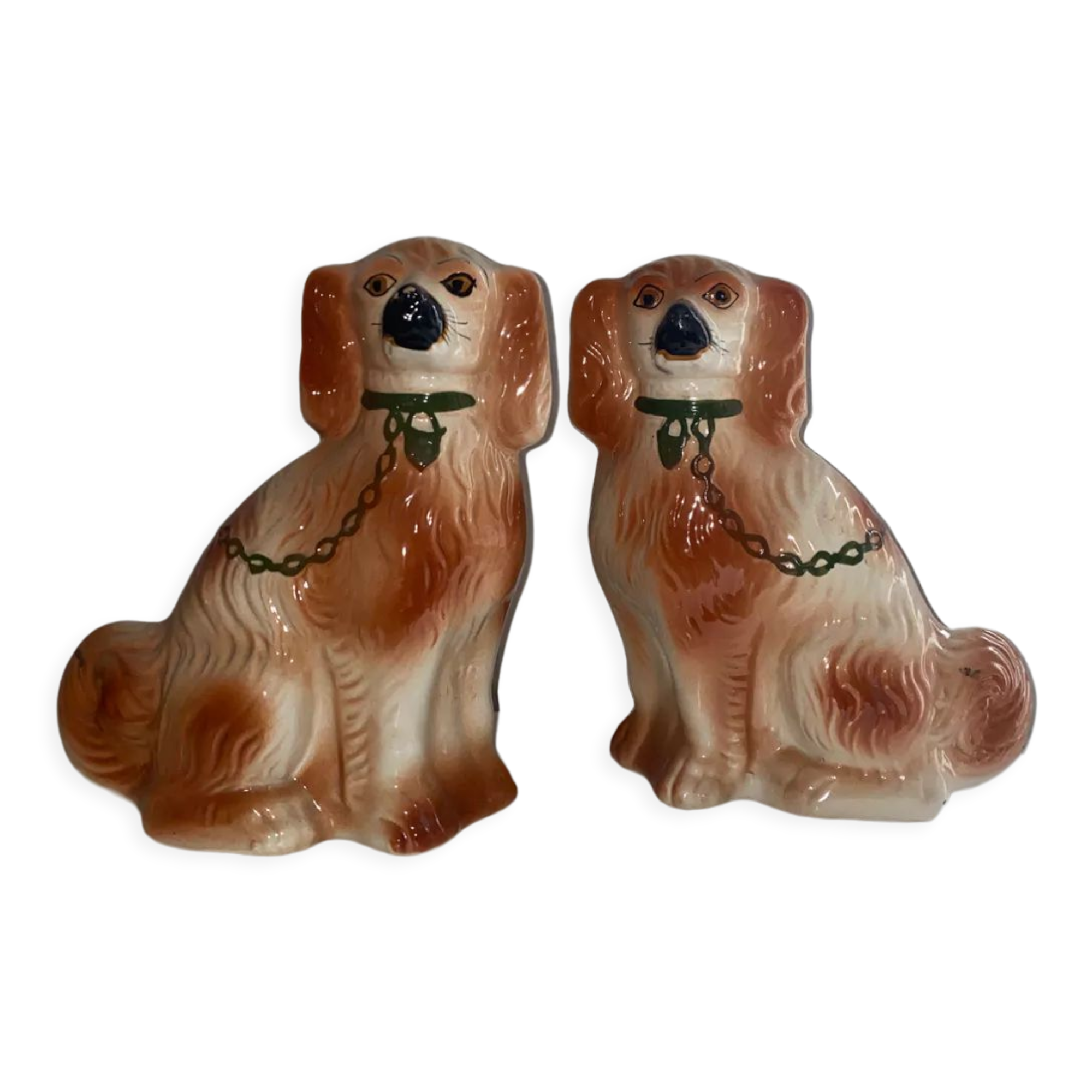 Pair of dogs earthenware staffordshire