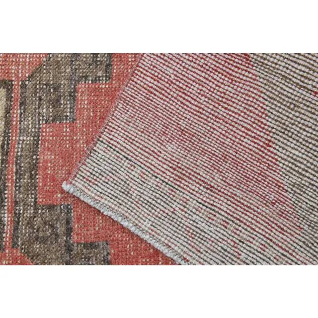 Vintage Turkish Hand-Knotted Wool Cotton Red Runner Rug 85x386