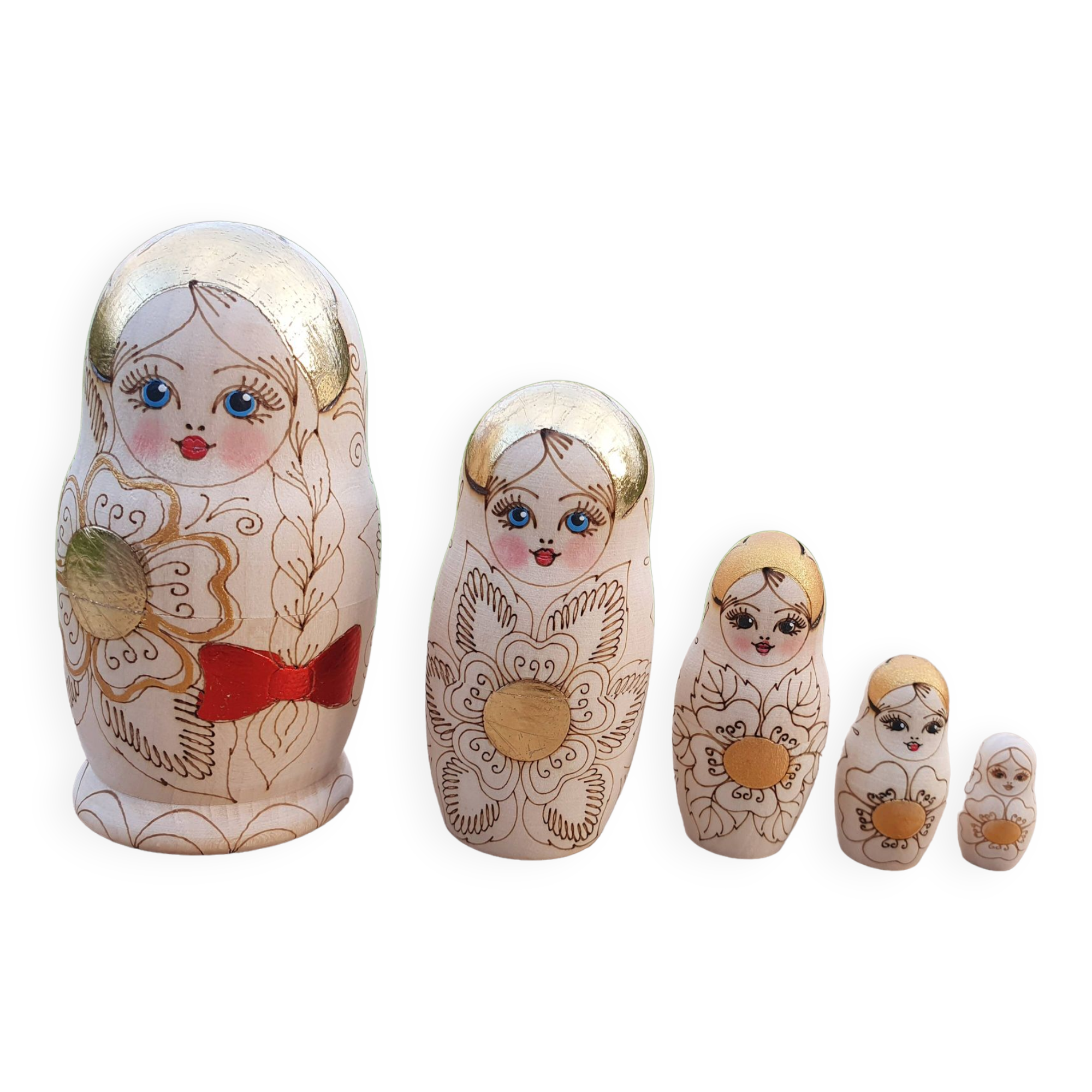 5 Couches Poupées Gigognes Russes Animaux En Bois - Matriochka Éléphant Panda Ours Pingouin Pour Décoration Et Cadeau