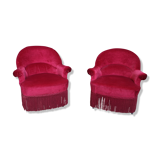 2 red velvet toad armchairs